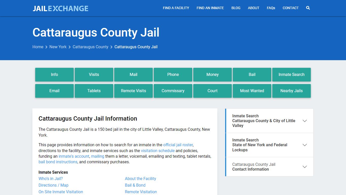 Cattaraugus County Jail, NY Inmate Search, Information